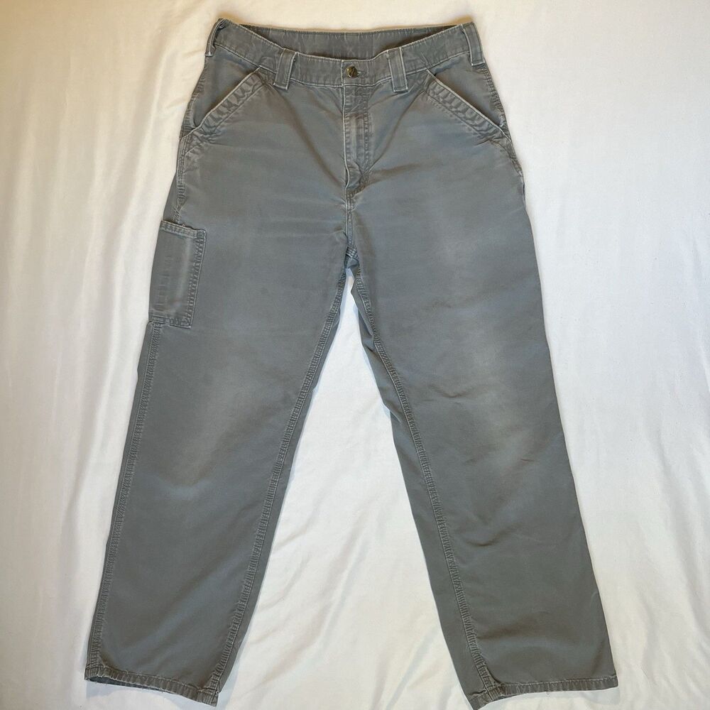 Carhartt B151 FAT Carpenter Work Pants Mens 33x30 Gray Canvas Dungaree Fit